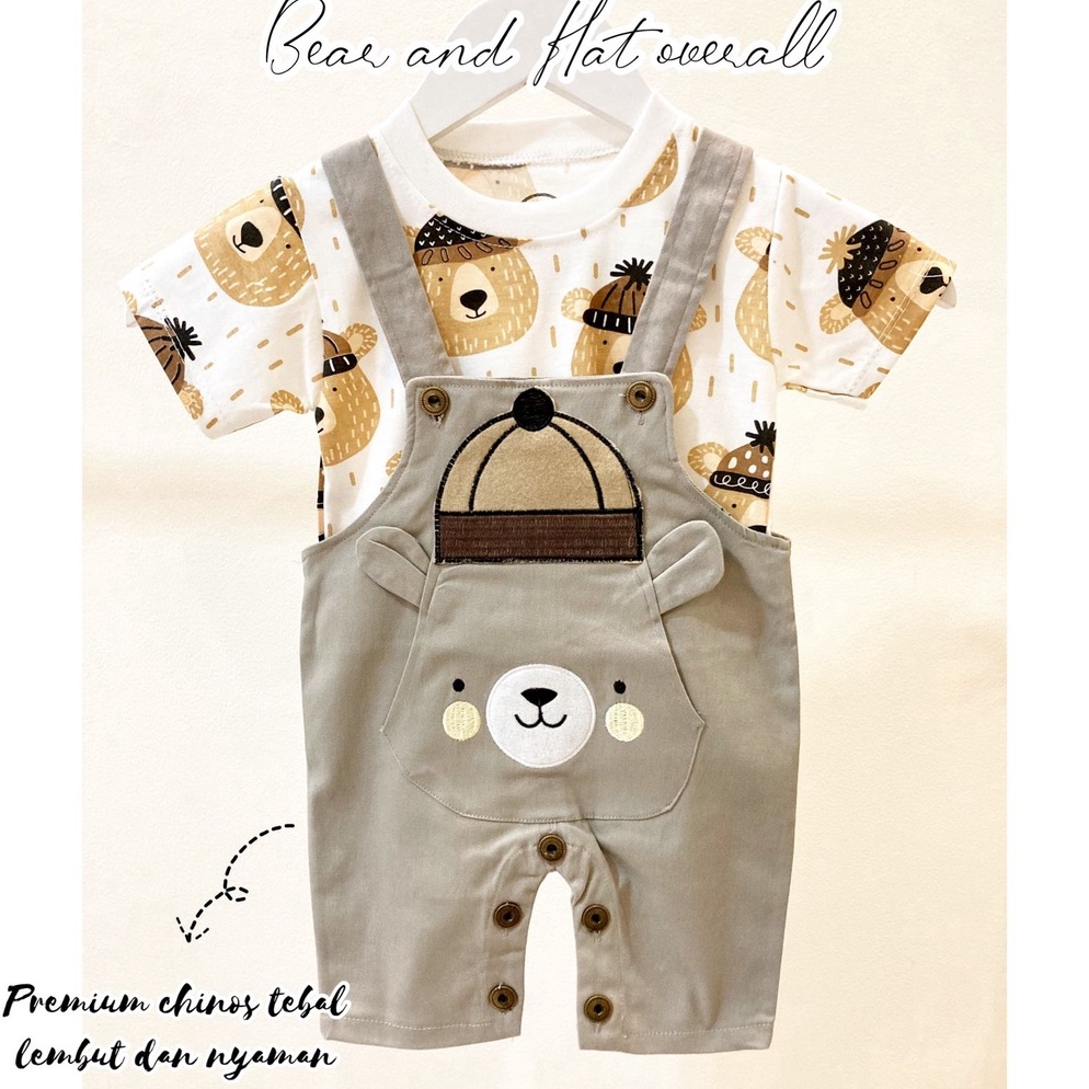 [7JR] ORI BABYBEB PREMIUM CHINOS Overall Baju Setelan Kaos Celana Pergi Jalan Lucu Fashion Anak Bayi