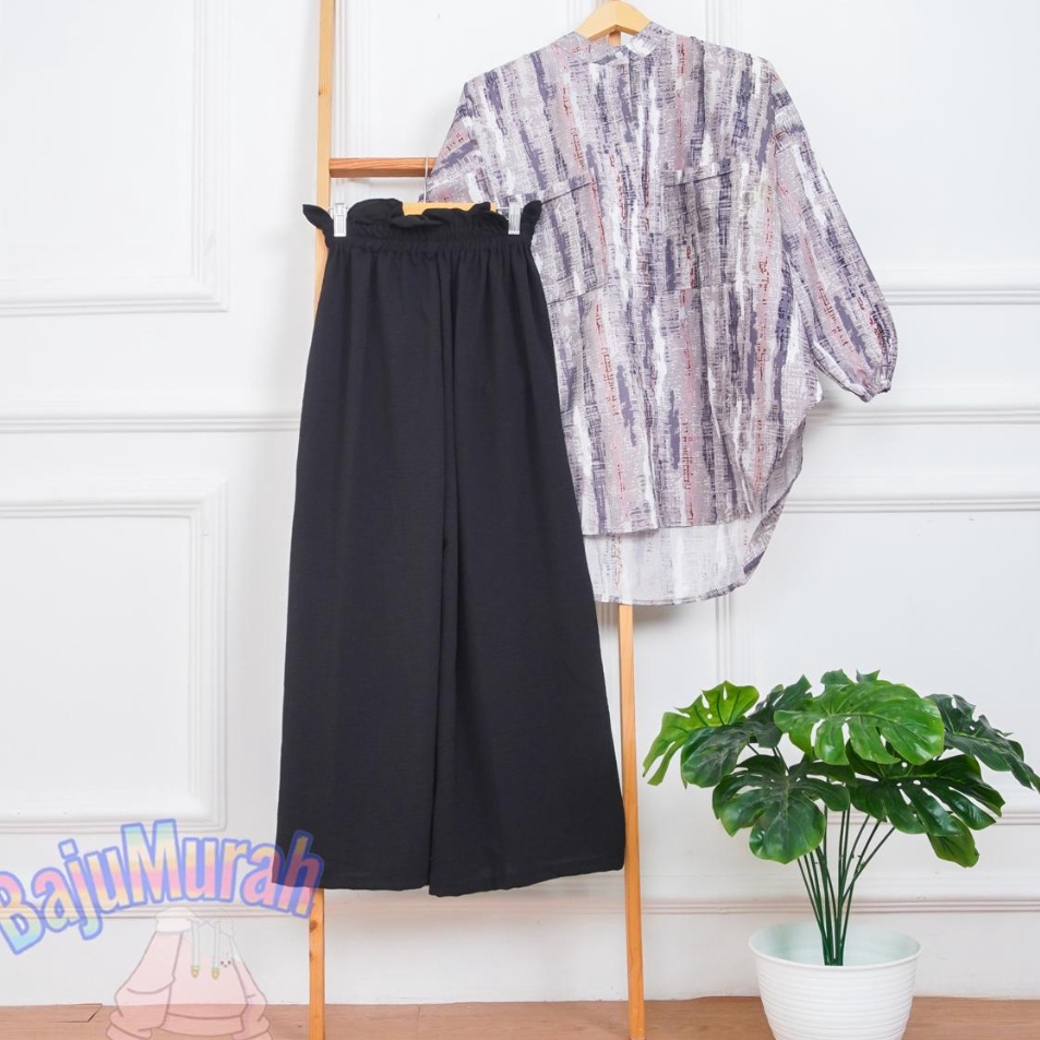 NAJWA - ONE SET WANITA TIARA TUNIK CELANA CRINGKLE