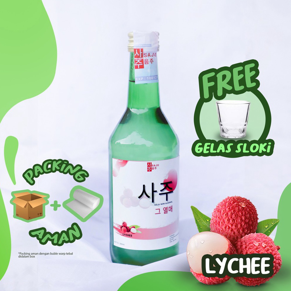 

➾ SAJU LYCHEE - KOREAN SPARKLING WATER NON ALKOHOL | HALAL | VARIAN RASA 100% | FREE GELAS SLOKI ✵Sale