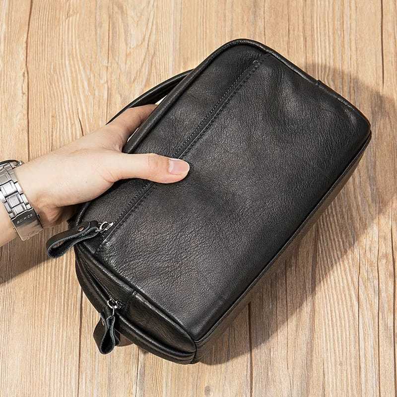 Tas Genggam Bisnis Tas Clutch Pria Kapasitas Besar Kulit Asli Garut