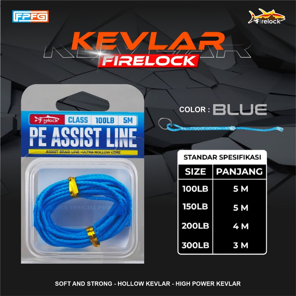 FIRELOCK | Kevlar Assist Line Firelock Ultra Hollow | Benang Kevlar Pengikat Assist Warna Putih Size