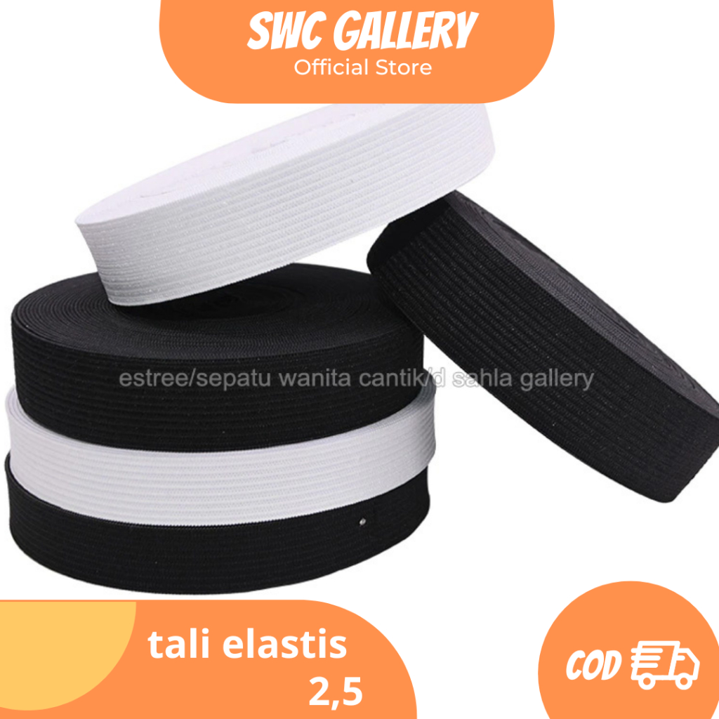 Tali Webbing Elastis Webing Elastis 25 Cm Karet Pelipat Hitam per roll