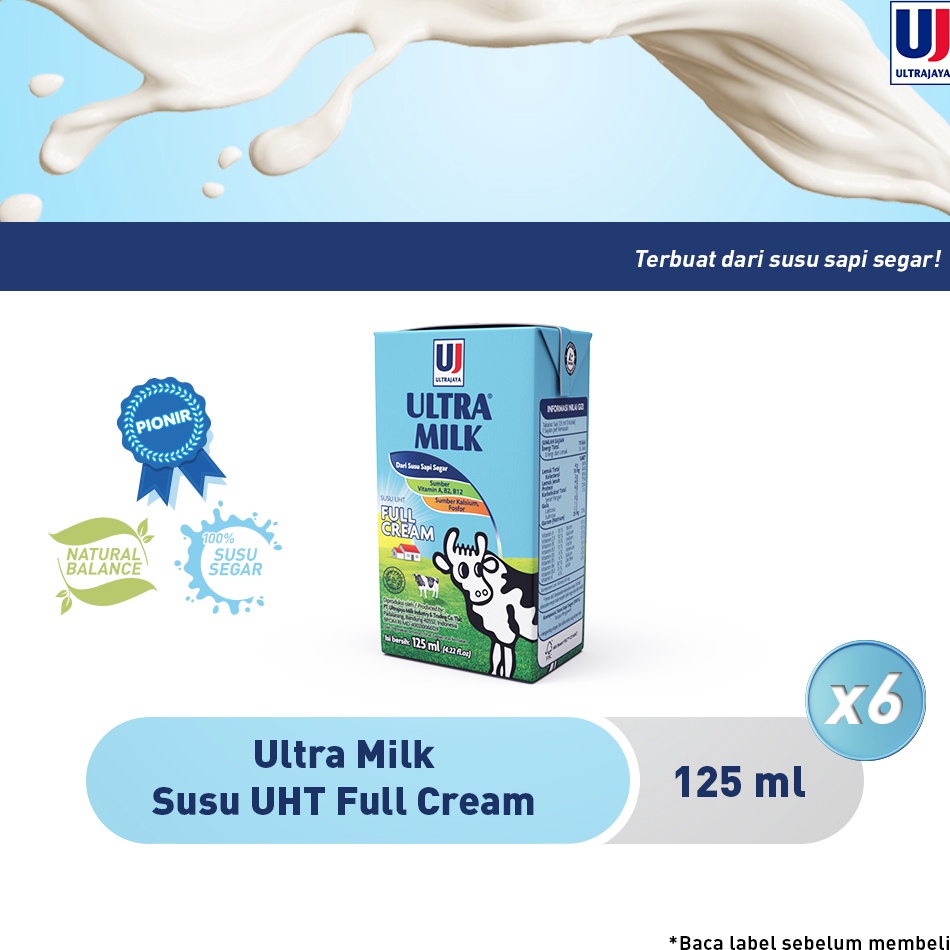 

82 Ultra Milk Susu UHT Full Cream 125ml [Paket isi 6 pcs] ➻Baru