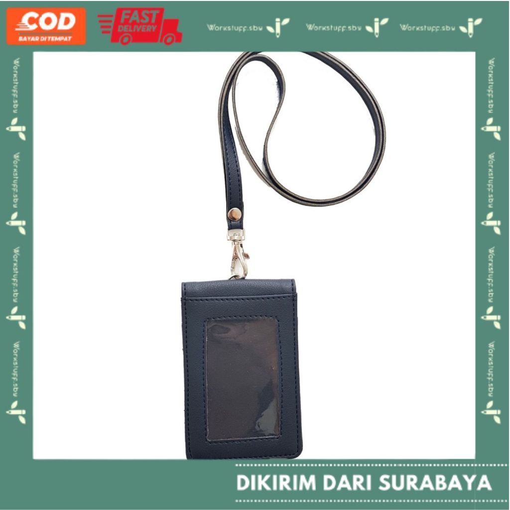 

Mika Kancing Bolak Balik ID Card Lanyard Biru Navy Name Tag Termurah