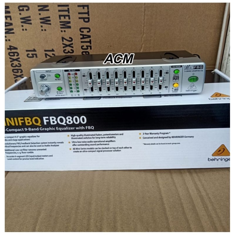 EQUALIZER BEHRINGER MINIFBQ FBQ800 EQUALIZER MINI 1X9 BAND FBQ 800