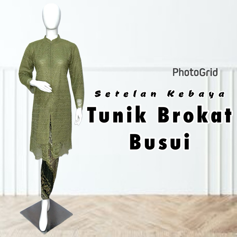 Setelan Kebaya Tunik Brokat Busui - Kebaya Busui - Kebaya Jumbo 3L - Kebaya Brokat - Kebaya Modern -