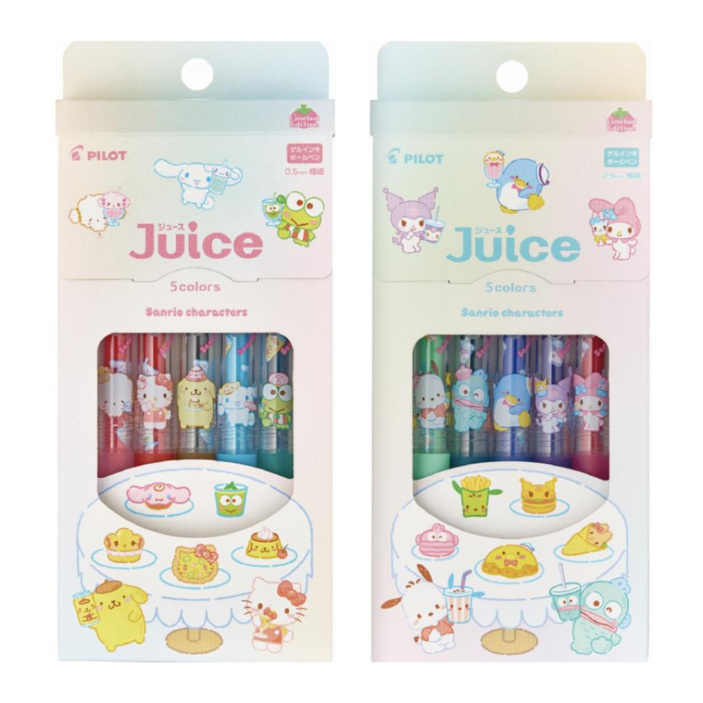 

Pilot Juice Sanrio Characters Dessert Party Set of 5 Hello Kitty Cinnamoroll Keroppi Tuxedo Sam My Melody Kuromi Hangyodon Pompompurin Pochacco Cogimyun Gel Ink Pen 0.5mm Pulpen Limited Edition