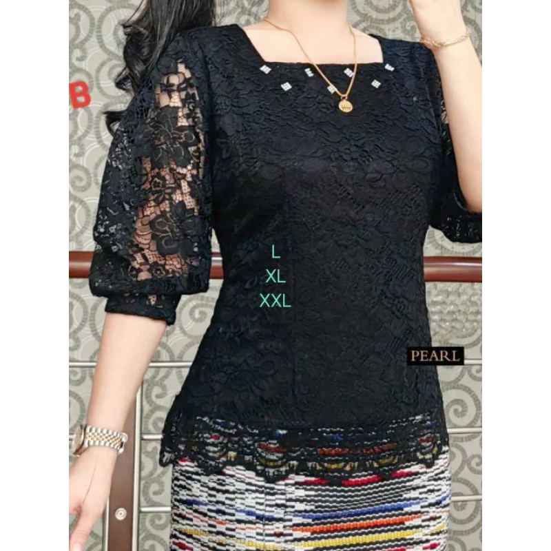 [hyderlym] BLUS RENDA LEHER PETAK/ATASAN SEMI Brokat MODEL TERBARU/BAJU WANITA SEMI KEBAYA VIRAL...