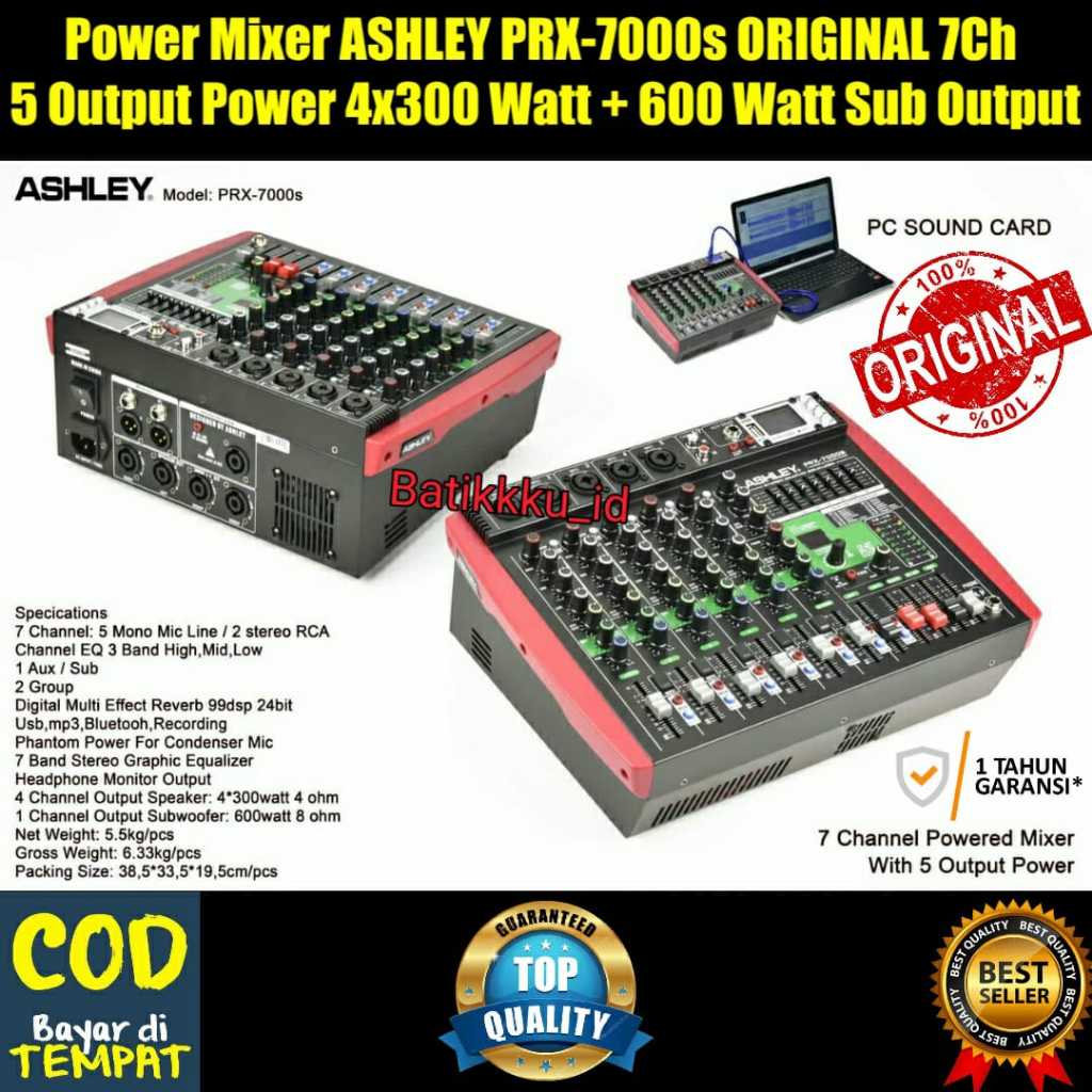 Power Mixer ASHLEY PRX 7000S PRX 7000 S PRX7000S ORIGINAL 7CH 5 OUTPUT 300 WATT