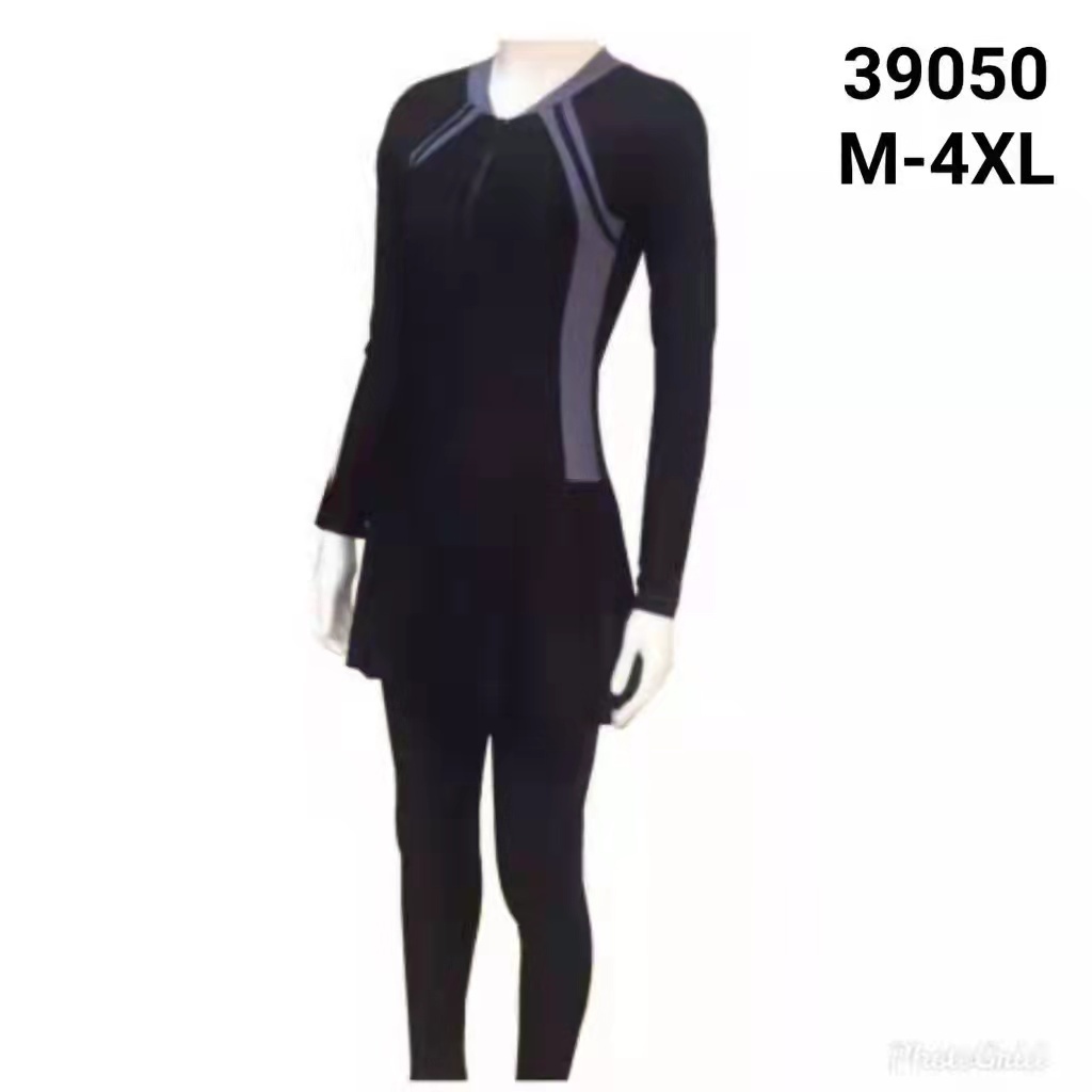 Baju renang / dewasa / hijab / muslimah / muslim / lengan panjang / celana panjang / polos / nyambung / murah / import / antiuv  39050 abu2 / topi