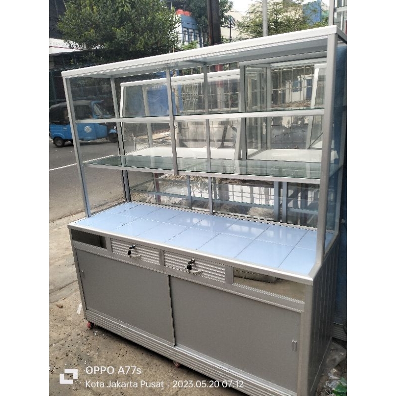 etalase makanan p.150 laci 2 meja keramik