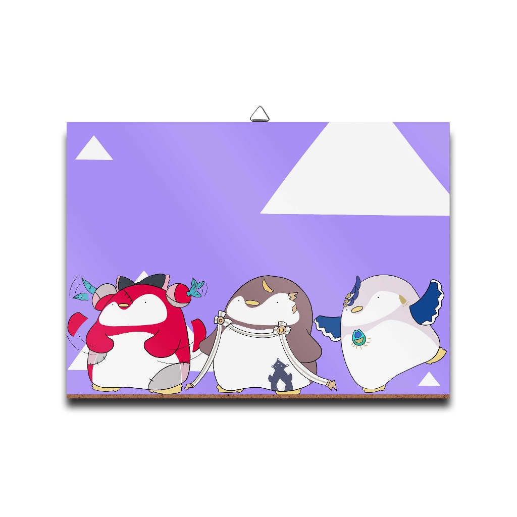 Poster dinding kayu anime vtuber HOLO ID PENGUIN DOLL HOLORO-HOLO IDmaterial MDF