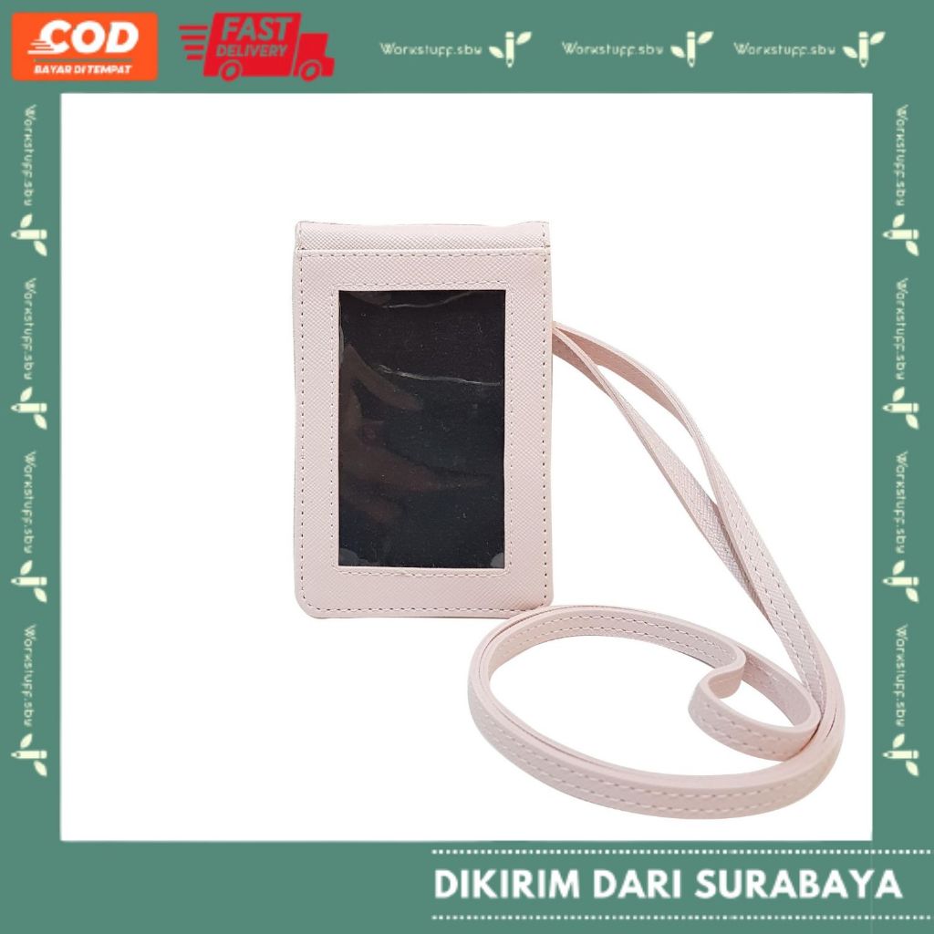 

Termurah ID Card Slot Uang Lanyard Magnet ID Card Holder Pink Muda Name Tag Tempat Kartu