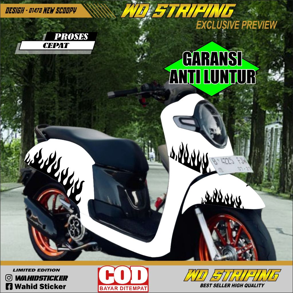01478 CUTTING STICKER STRIPING VARIASI SCOOPY NEW 2018 STRIPING SCOOPY API STRIPING SCOOPY HOTWHEELS