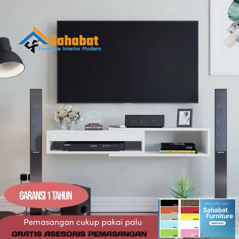 meja dinding tv kotak panjang 100 cm lebar 20 tinggi 18 cm