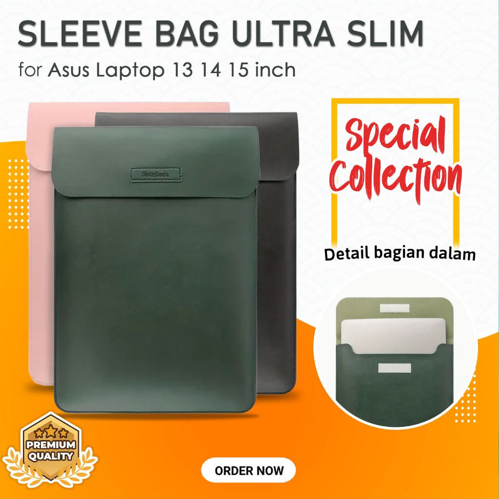 Tas Laptop Asus 13 14 15 inch Vivobook Zenbook Case Universal Sleeve Bag Waterproof Sleevebag Fashio