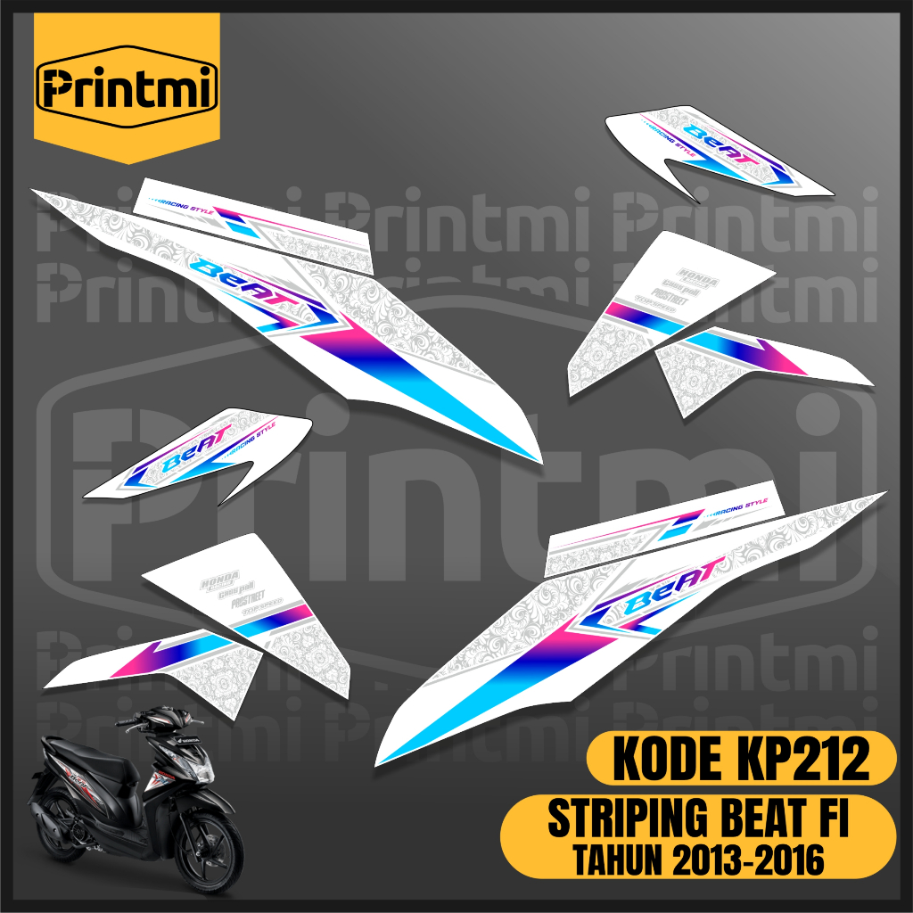 Striping Stiker Motor Beat Fi 2013 2014 2015 2016 Variasi List Skotlet Printmi KP212
