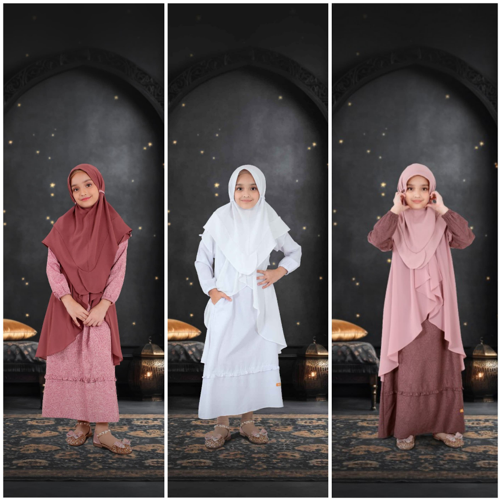 SARIMBIT NIBRAS TERBARU 2024 ALINE RED BROKEN WHITE BROWN ROSE BY NBRS FASHION SETELAN GAMIS ANAK PE