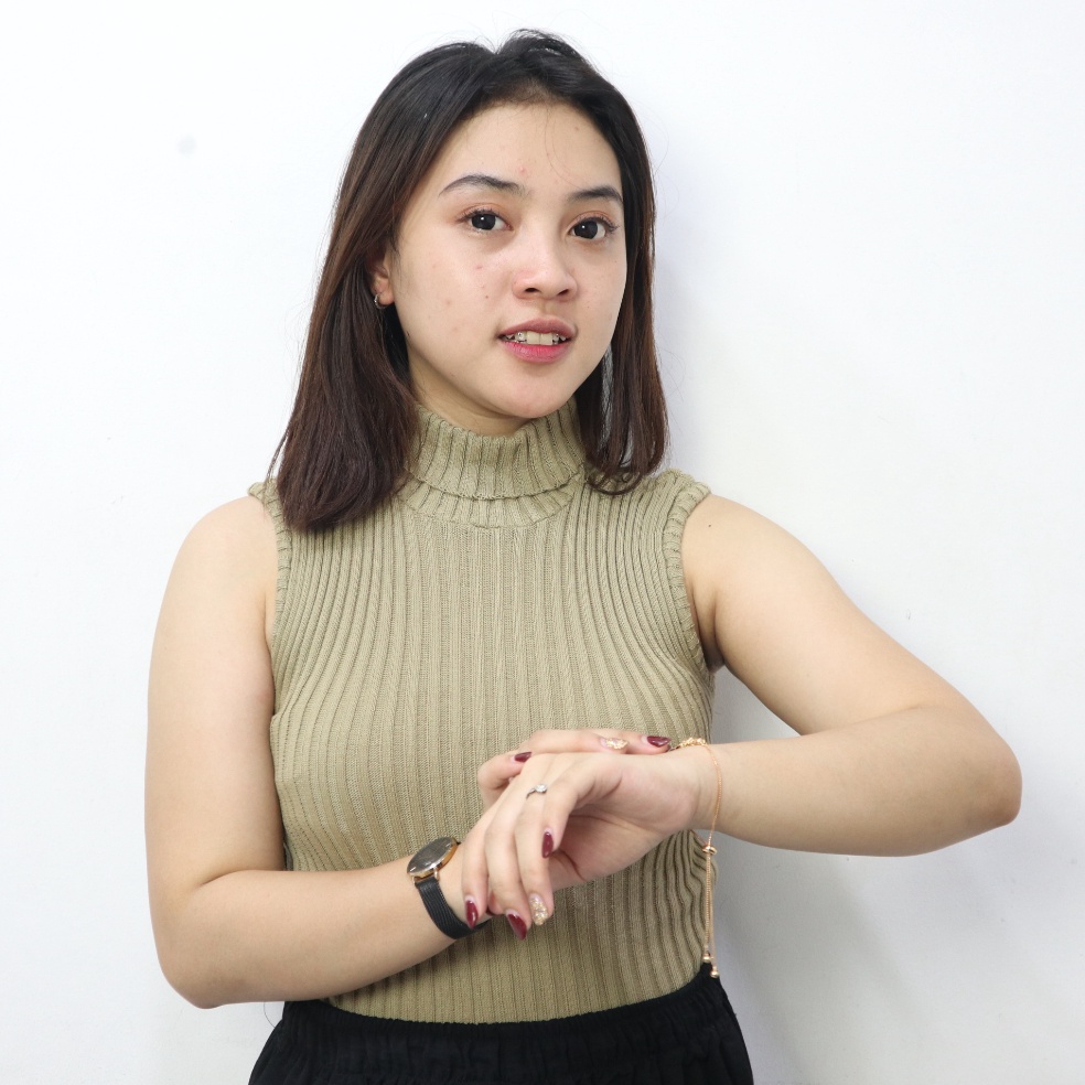 KODE QCT818 Turtle Neck Tanktop Rajut / Tank top kerah tinggi rajut wanita / Inner Manset