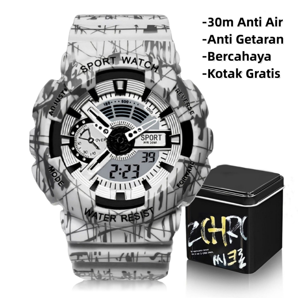 Jam Tangan Sport Pria Wanita Couple Tahan Air Digital Jam Tangan