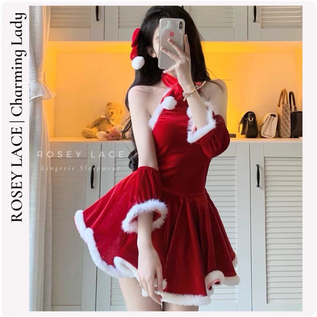 RoseyLace Sexy Lingerie Dress Costume Cosplay Natal Santa Claus Merry Christmas Collection
