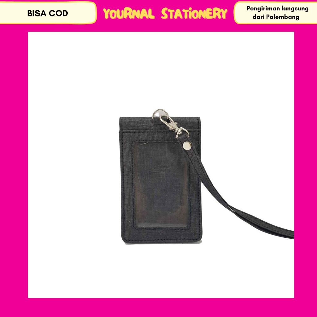 

Lanyard Flashee Kanvas Dompet Kancing ID Card Holder Kanvas 1 Sisi Name Tag Kanvas Kain Kanvas Tebal Termurah Hitam