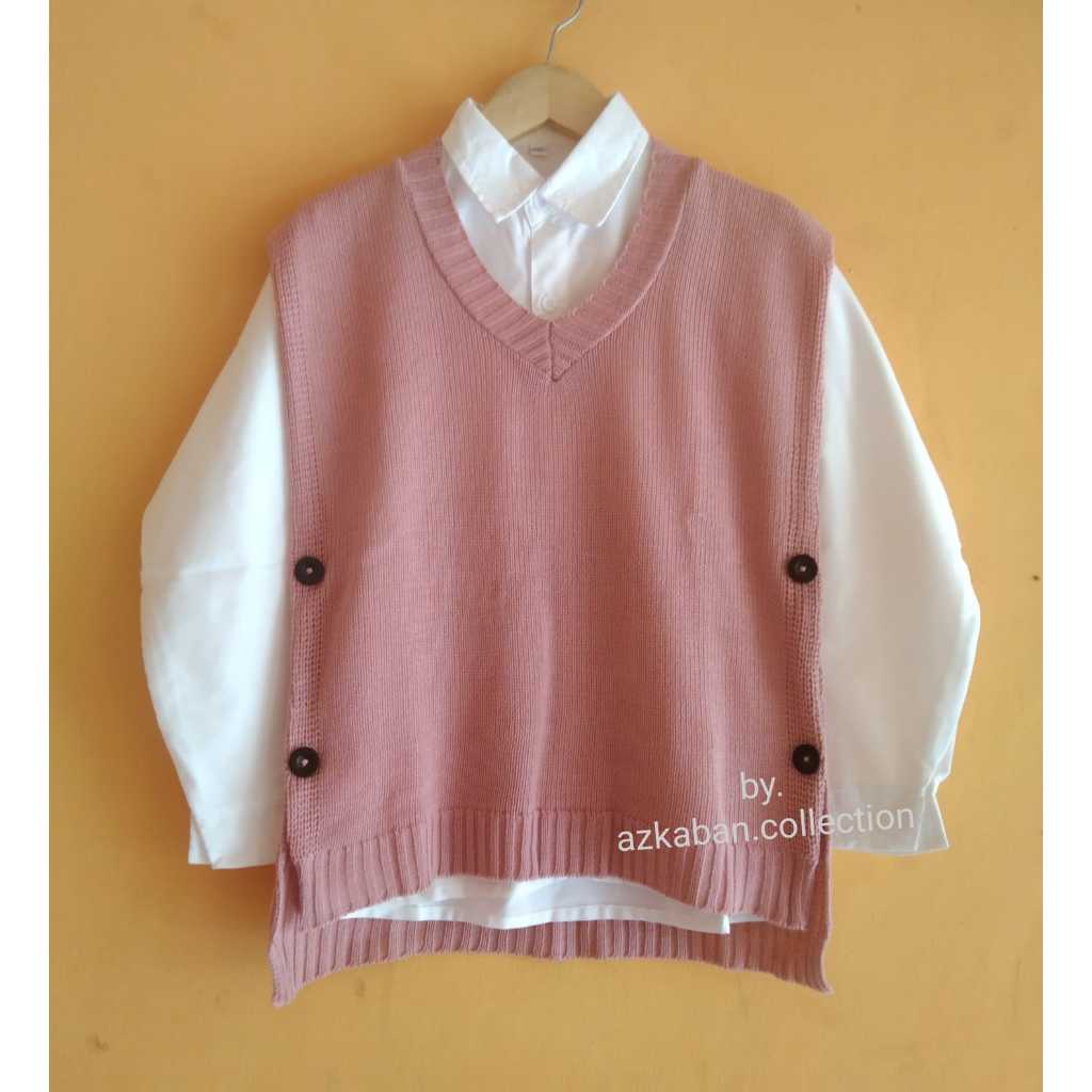 Rompi Rajut Set Kemeja Anak Umur 6-12 Tahun