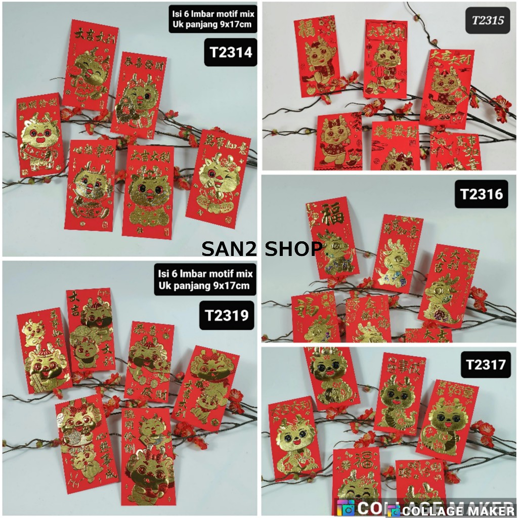 

ANGPAO IMLEK SHIO NAGA 2024 PANJANG HONGBAO FU MERAH ANGPAO TEBAL MURAH READY STOK VARIAN GOLD