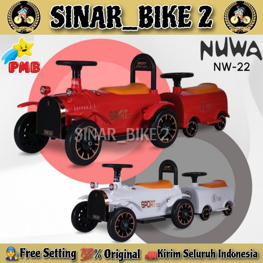 MOBILAN AKI ANAK MODEL KERETA API CLASSIC MOBIL PMB NUWA NW 22 SPORT DUAL SEAT