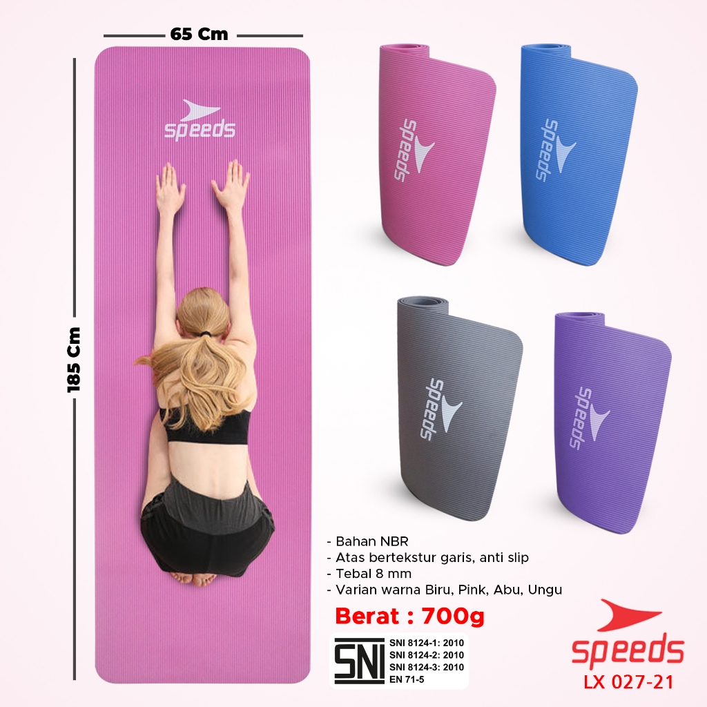 SPEEDS Matras Yoga Mat Olahraga Senam Lantai Meditasi Gym Fitness Karpet Lantai Berstandar SNI 027-21 Image 2