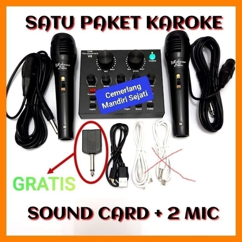 ALAT KAROKE SATU PAKET [TG] Mixer mini mic/Soundcard Broadcast/Microphone Mac Live Karaoke Recording