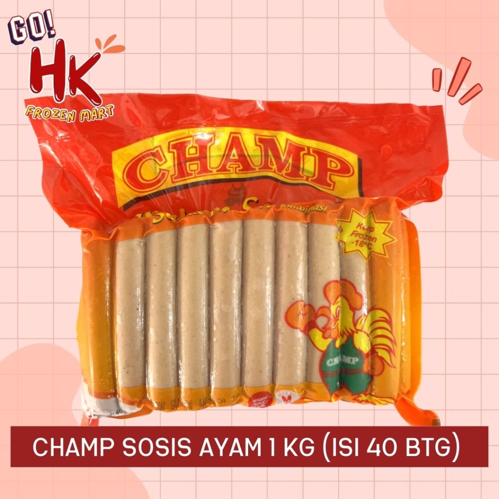 

Champ Sosis Ayam 1 KG isi 40 btg | chicken sausage bakar grill belfoods fiesta HK Frozen Mart