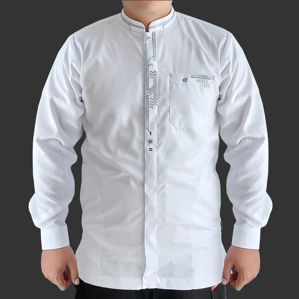 OOTD Baju Koko Putih Lengan Panjang Manset Kemko Pria Dewasa M L XL XXL OOTD