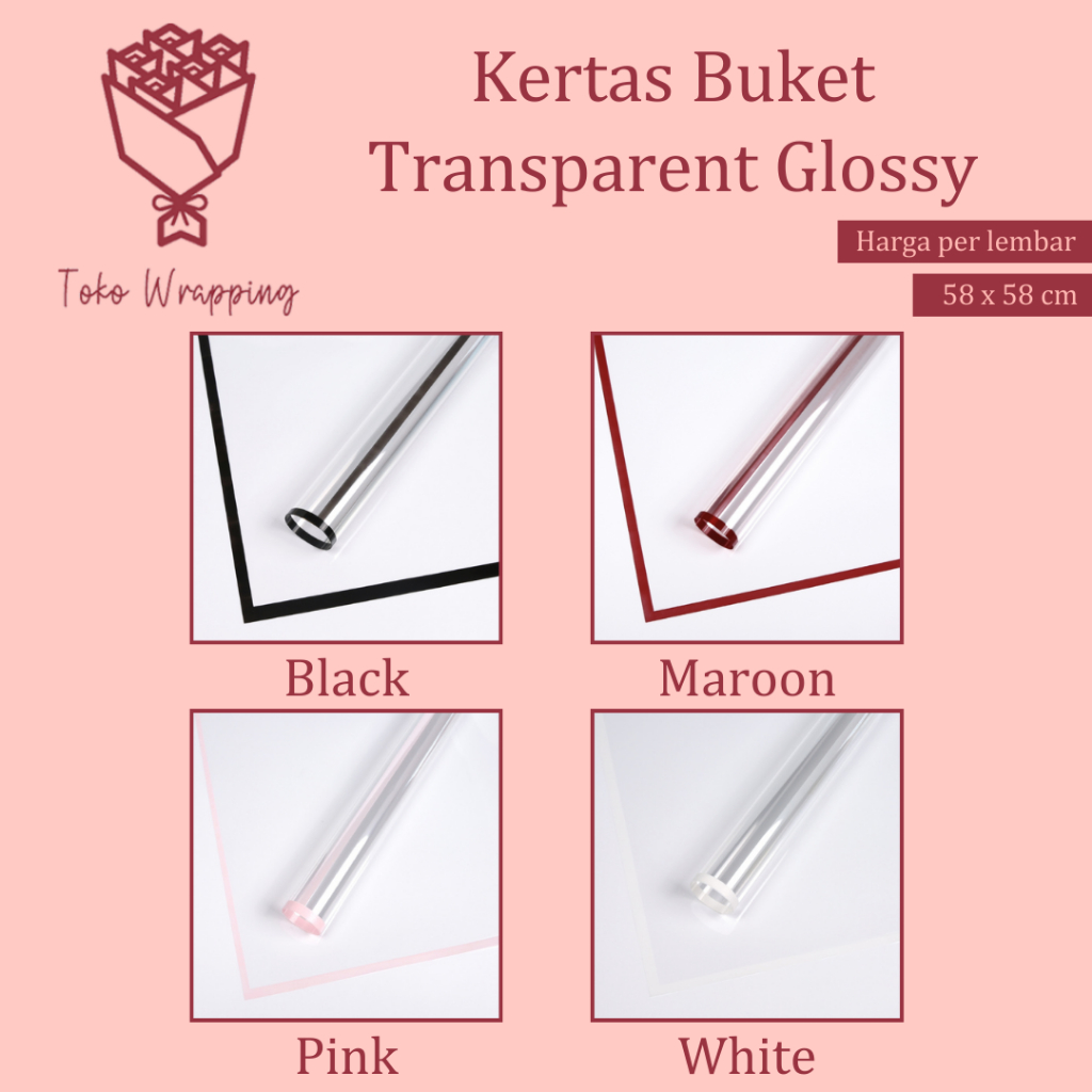 

Kertas Cellophane Bucket Bunga [Frame Transparent Glossy] Flower Wrapping Paper Celophane / Krtas Buket Bening Chellophane Hologram untuk Bouquet Snack Uang Wisuda