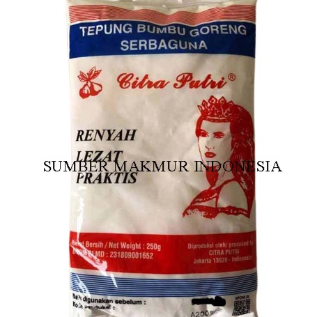 

Stock Banyak TEPUNG CiITRA PUTRI 250 gr / TEPUNG BUMBU GORENG AYAM HALAL - ECERAN