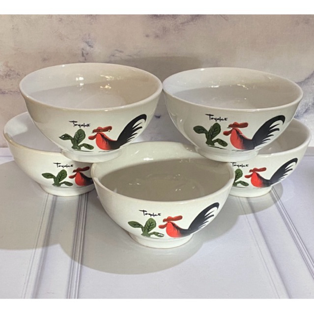 3 pcs Mangkok Kaki Keramik Sekuteng / mangkok Soto, Bakso Mie, Ayam Jago BP-MK-L45