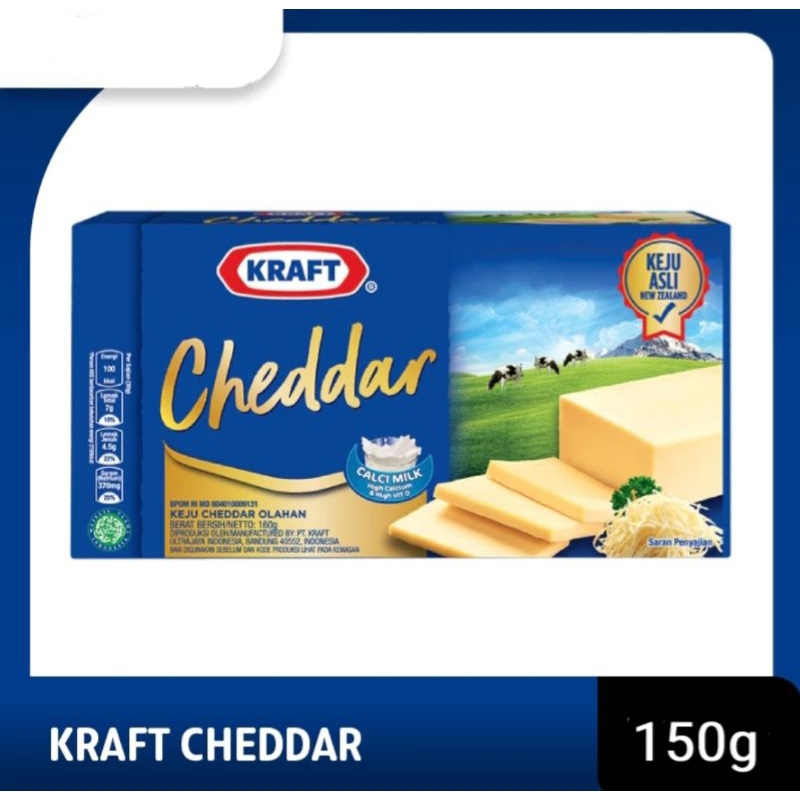 

Keju Kraft Cheddar / Kraft Cheddar Cheese 150gr / Keju Kraft Asli Dari Susu / Kraft Cheddar Blok / Keju untuk kue dan burger / Keju Kraft Murah / Keju Parut / Keju Cheddar Olahan / Keju Serbaguna