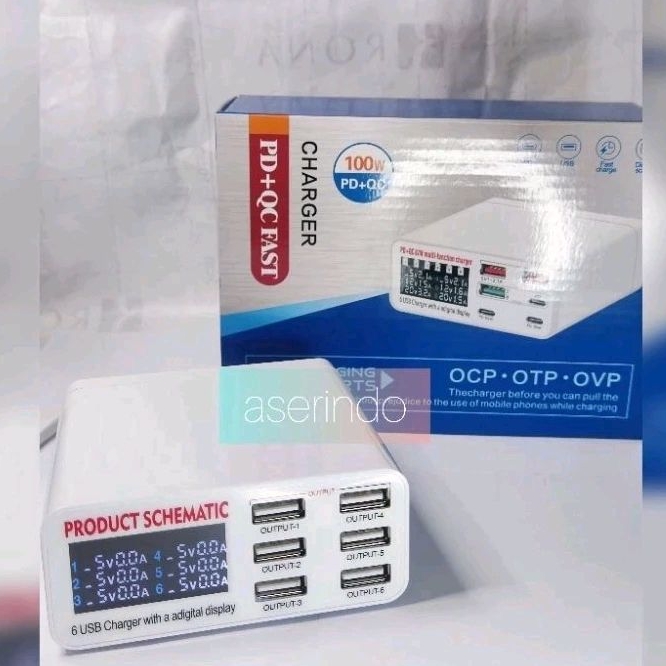 USB CHARGER ADAPTOR SMART CHARGER WLX-899 30W/PRODUCT SCEMATIC MULTI PORT CHARGER 6 USB DIGITAL