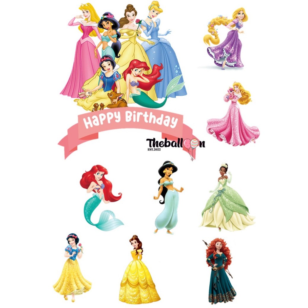 Topper Cake Disney Princess / Topper Cake Custom Nama Umur