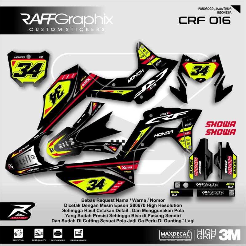 sticker sticker sticker crf 150l - decal sticker crf hitam - sticker stabilo -crf 016