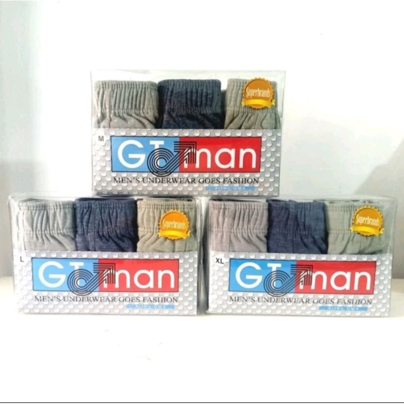 3 pcs - Celana dalam pria GT man / GT man gmx / celana dalam pria katun / boxer pria/ dalaman pria