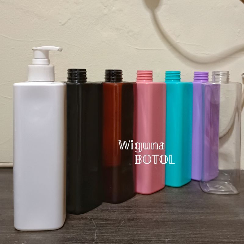 Botol Pump 500ml Kotak / Botol Pet 500ml Model Kotak Tutup Pump Lotion