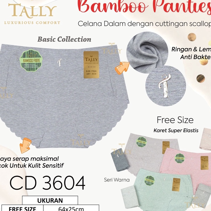 Promo TALLY Celana Dalam Wanita Seamless Bambu Fit to L-XXL Polos Basic Anti Jiplak CD 3604 TALLY CD