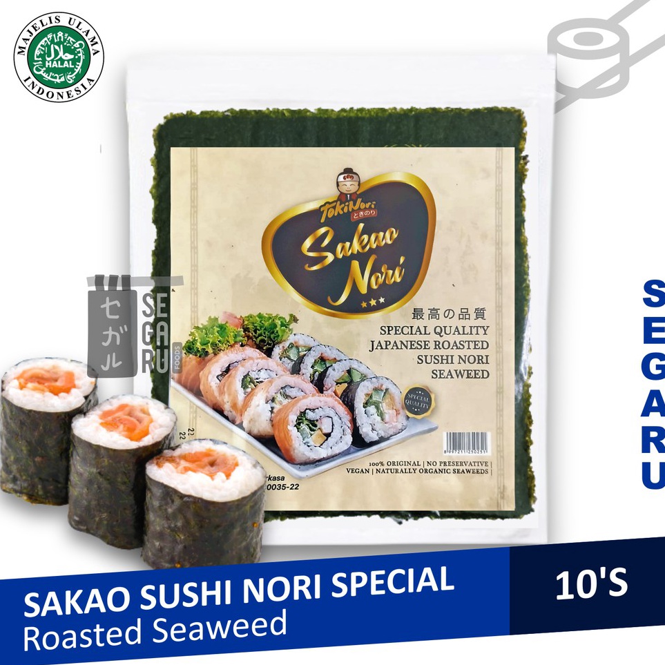 

Ready Stock Sakao Nori Sushi Spesial 10 Sheet Sushi Roasted Rumput Laut Halal MUI