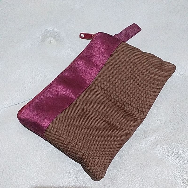 DOMPET POCKET BAG MARUN COKLAT RESLETING 15X25CM
