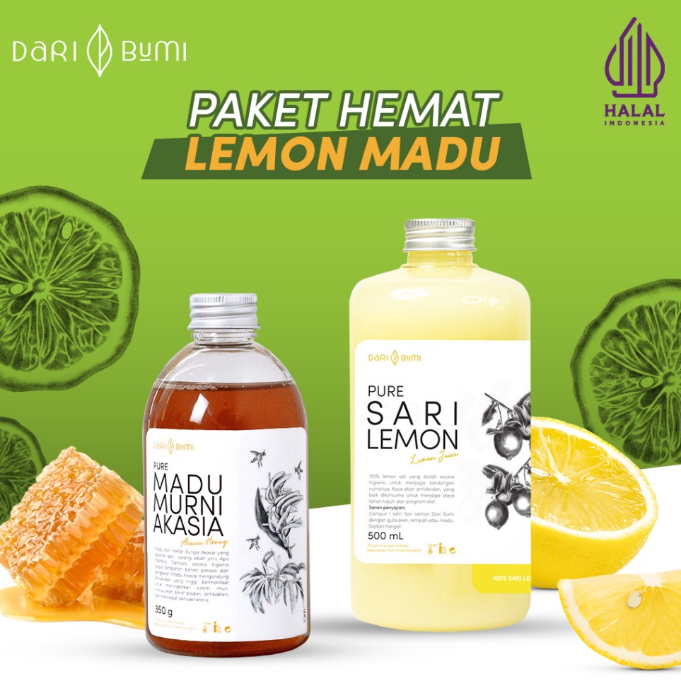 

modelTipe XRB978 Dari Bumi Paket Diet Sehat Alami Sari Lemon 500 Ml dan Madu Akasia 350 Gr