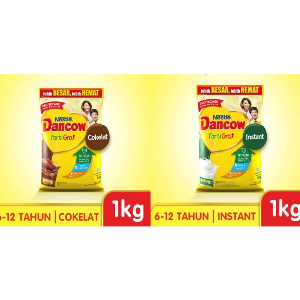 

KODE CCP961 Dancow Fortigro Instan Coklat Pouch 1kg Full Cream 780gr Susu Bubuk Susu Anak