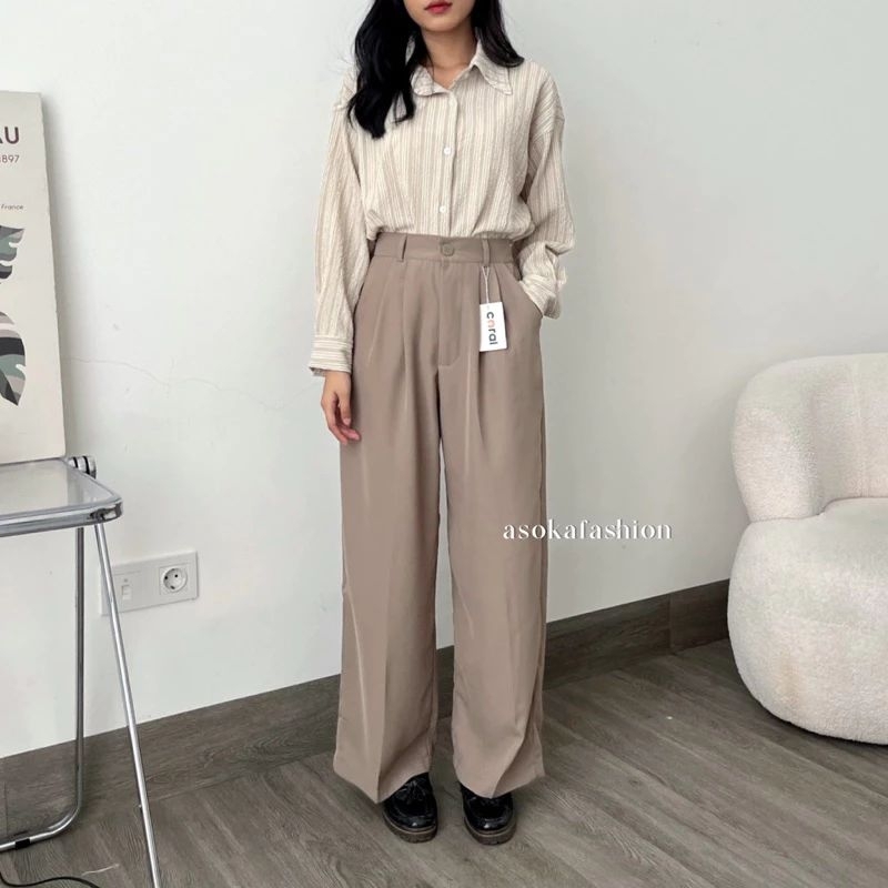 Celana Kulot Wanita / Meira Pants 998 Loose Pants Kancing - Celana Kulot Wanita