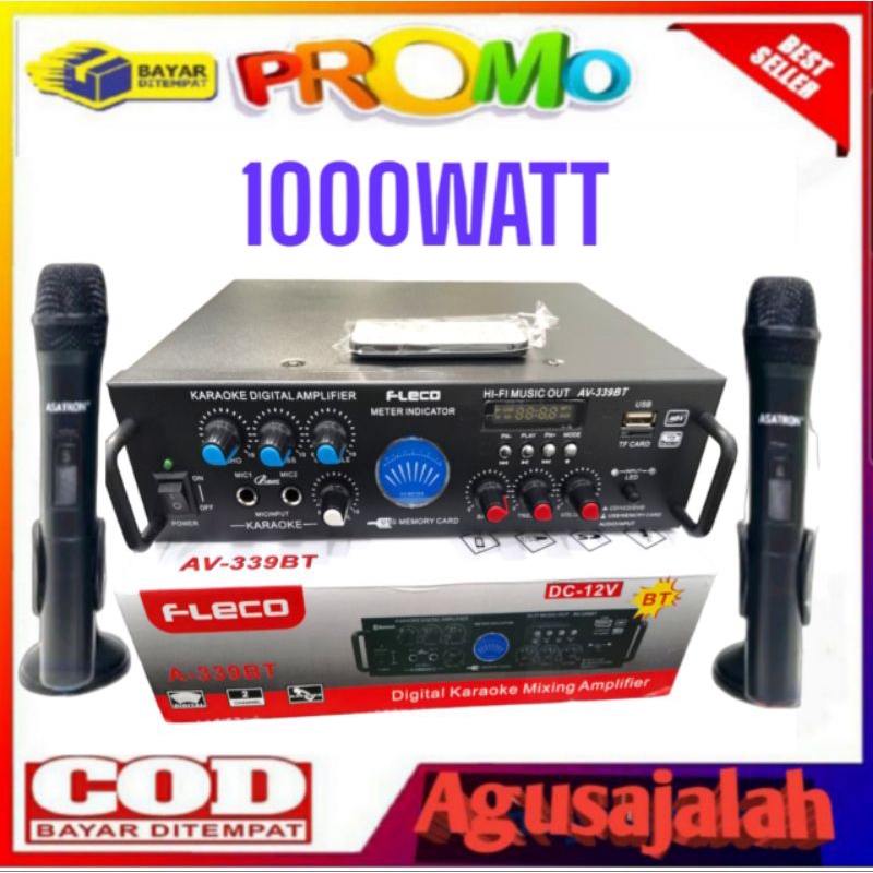 TURUN HARGA POWER AMPLIFIER SUBWOOFER HOME THEATRE 1000WATT FLECO 339 parameter echo super bass  POW