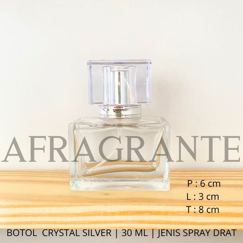 botol parfum kotak crystal silver 30 ml drat- botol parfum mewah 30ml- botol parfum elegant 30ml- bottle perfume exclusive 30  ml